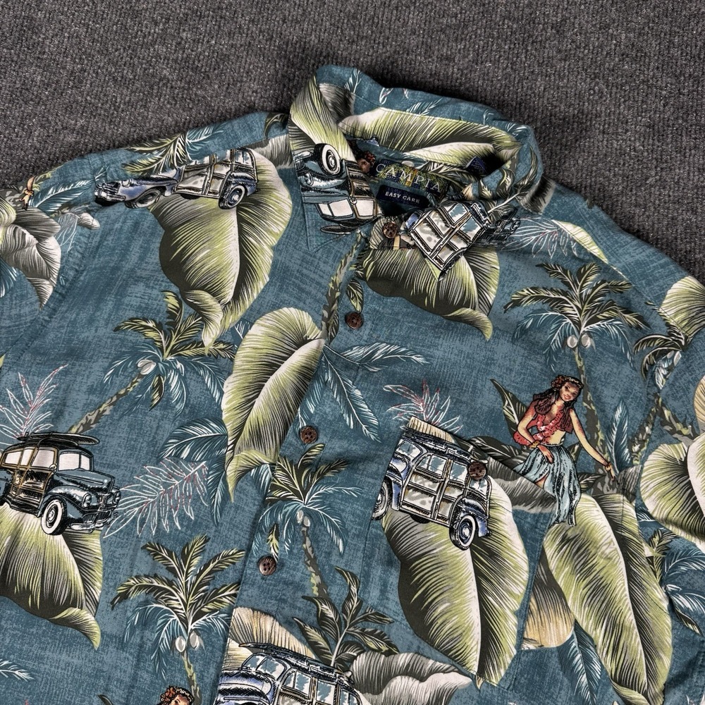 Campia Easy Care Men's Size L Button-Up Short Sleeve Hawaiian Shirt